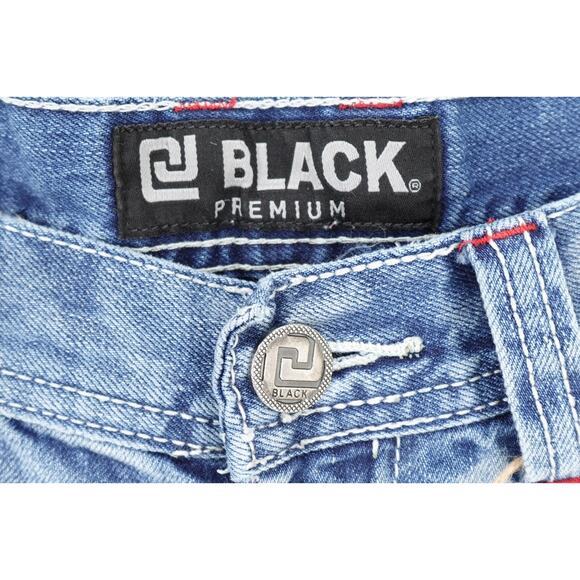 CJ Black Premium Men's Bootcut Distressed Embroidered Pocket Trim Jeans SZ 32X32 - Picture 3 of 16